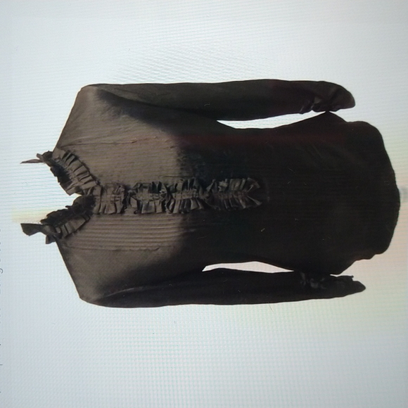 Elie Tahari Brown Ruffled/Pleated Collar Silk Blouse - Picture 1 of 11